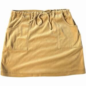 A List By Wrapper Y2K Women’s Camel Velour Drawstring Miniskirt Size Small